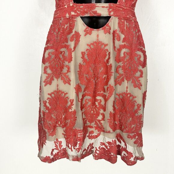 For Love & Lemons San Marcos Coquette fFloral Lace Mini Dress in Red Orange Sz S - Picture 16 of 16